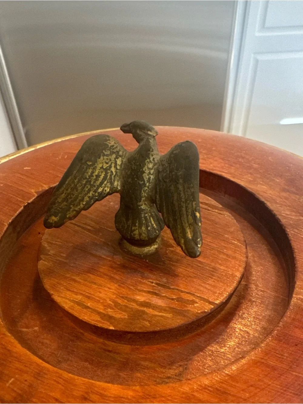 Brown Leather Barrel Ice Bucket with Eagle Finial